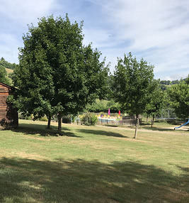 Chalet vue avec piscine